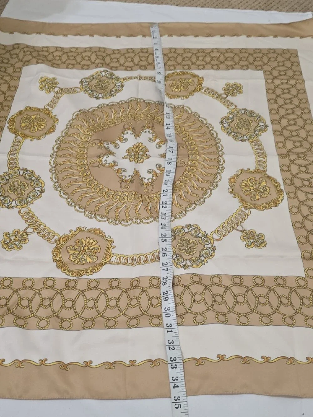 Neutral‎ Chain-Print Scarf Wrap - Beige & White